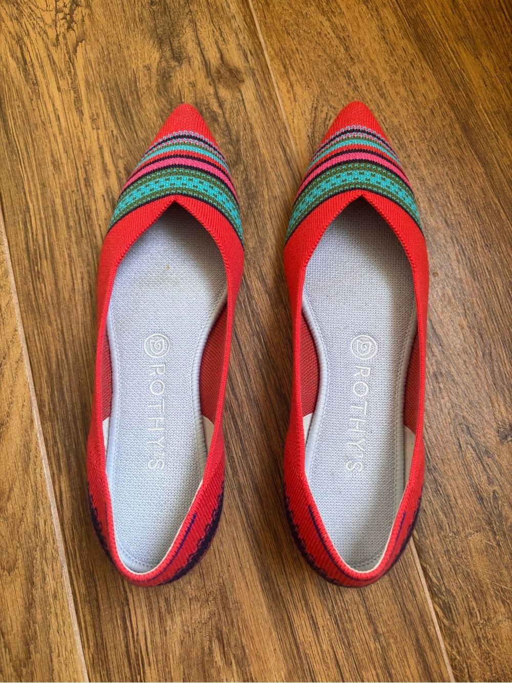 ROTHY’S The Merino Wool Pointy Toe Blaze Ribbon Stripe Size 9 Retired - Picture 2 of 8